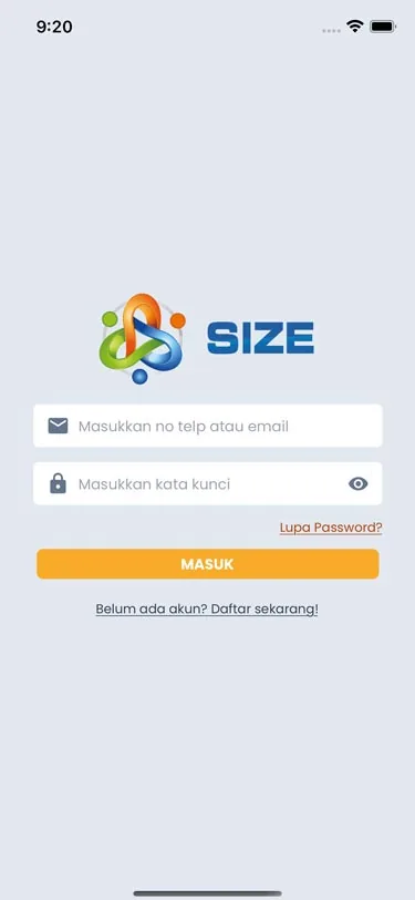Screen 1 of 3 — SIZE