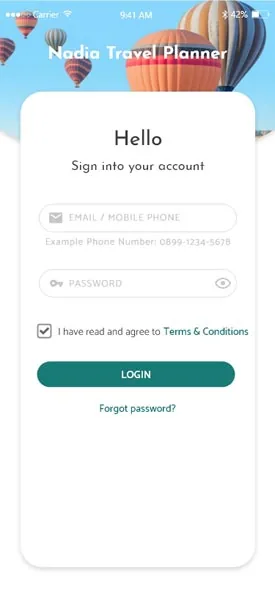 Screen 1 of 4 — NADIA Travel Planner