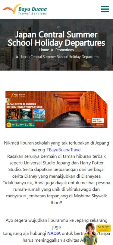 Screen 2 of 4 — Bayu Buana Tour and Travel Website